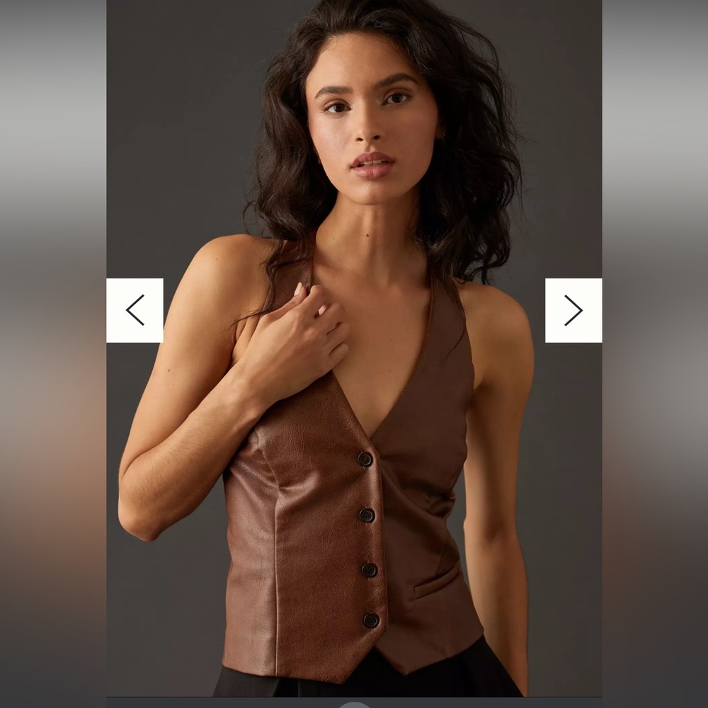 Anthropologie Avec Les Filles Faux Leather Vintage Vest